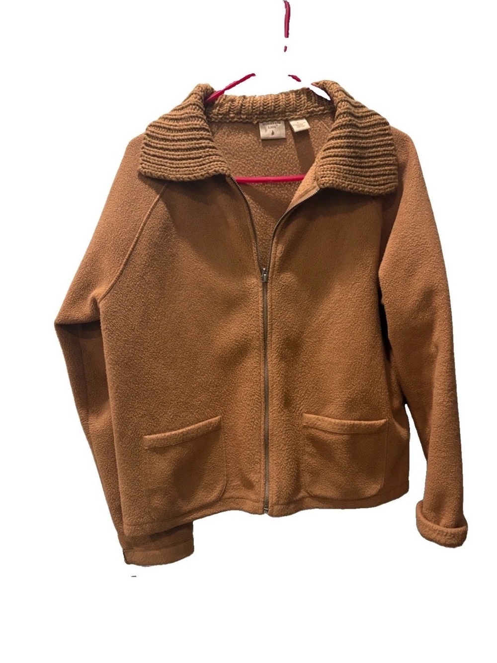 Womans large Casual Zip-Up Fleece Jacket in Camel